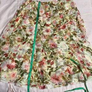 Silk midi Skirt 100% silk Floral skirt